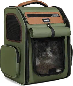 Cat Backpack Carrier, Super Breathable Cat Backpacks, Lightweight Cat Travel Backpack, Cat Carrying Backpack Suitable for Small Dogs Backpack Carrier (Green)