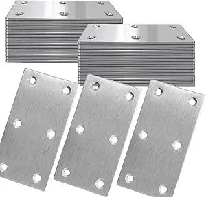 40Pcs Stainless Steel Flat Bracket Mending Plate, 4"x2" Bracket Joining Plate, Heavy Duty Metal Repair Fixing Joining, Flat Brace Right Angle for Wood Furniture Cabinet Shelves