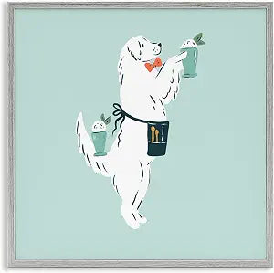 Mint Julep Dog Kitchen Humor, 17 x 17 Inch Framed Gicle Print