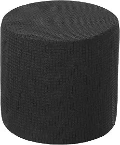 uxcell Ottomen Cover Round, Stretch Ottomen Slipcover Fit Diameter 9.8"-12.6", Non-Slip Footstool Protector Cover for Bedroom Black