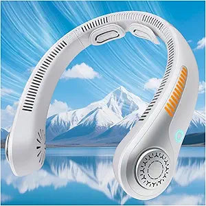 Portable Neck Fan Rechargeable Wearable Personal Fan Blow Cold Air, 5 Speeds, USB Battery, Neck Cooler with Neckbrace, Gift for Men Women, Sports, Gardening, Home, Outdoors, Travel, Camping