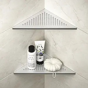 Corner Shower Shelves, 10" Brushed 304 Stainless Steel Recessed Shelf for Bathroom, Grout in Shelf for Tiled Wall, 2 Pack