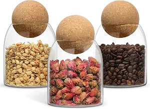 ComSaf Glass Jars with Cork Lids 16 oz 3 Pack Coffee Organizer Decorative