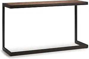 SIMPLIHOME Erina SOLID ACACIA WOOD and Metal 52 inch Wide Industrial Console Sofa Table in Rustic Natural Aged Brown for the Living room Entryway and Bedroom