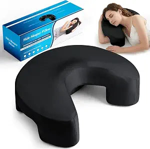 Side Sleeper Pillow with Arm Hole - Memory Foam Pillows for Neck and Shoulder Pain Relief, Ice Silk Cover, Ergonomic Arm Pillow for Side Sleeping, Washable Cover (Black)