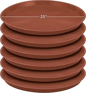 Eccliy 6 Pack Plastic Plant Saucer Heavy Duty Planter Saucers Large Plant Pot Saucers Plastic Water Trays for Indoors and Outdoors Flower Plant Plant Drip (Terracotta,25 Inch)