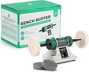 Jewelry Polisher, Bench Buffer Polisher, Adjustable Variable Speed Polishing & Buffing Machine, with 2 Cotton Wheels and 2 Abrasive Fiber Wheels for Jewelry, Wood, Silver, Metal, Jade 110V