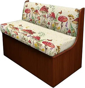 Butterfly Mushroom Snail Pattern RV Dinette Cushion Slipcovers Stretch Camper Booth Seats Replacement Cover RV Sofa Furniture Protector-Bench & Backrest Covers, 2Sets