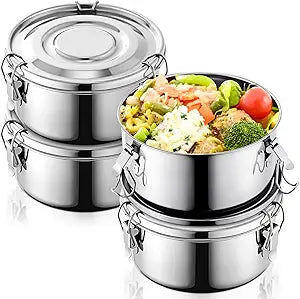 4 Pcs Stainless Steel Bento Box Bulk 36 oz Reusable 304 Stainless Steel Food Storage Containers with Lockable Clips to Leak Proof, Dishwasher Safe