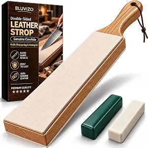 Leather Strop for Knife Sharpening: Double-Sided Genuine Stropping Block