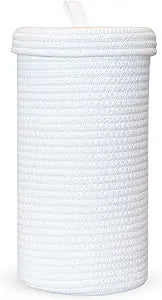 Toilet Paper Holder Handmade  Woven Cotton Toilet Paper Stand & Storage Basket with Lid, Freestanding Organizer for Bathroom, Fits 3 Mega Rolls Gradient Brown 14'' x 7''
