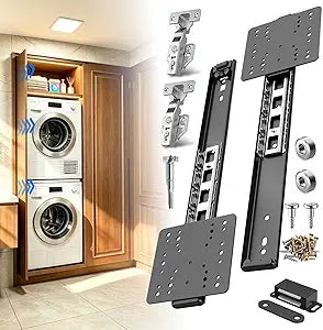 Pocket Door Slides 12 Inch, Cabinet Pocket Door Hardware Kit with Soft Close, Hidden Cabinet Door Slides with Magnetic Catch, Space Saving Pocket Door Track for Inset Cabinet Doors, 2 Pack