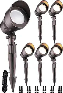 LEONLITE Low Voltage LED Landscape Spotlight, 5W 12V Pathway Lights Outdoor, CRI90, Aluminum Spot Lights for Garden, ETL Listed, IP65 Waterproof, 3000K Warm White, Oil Rubbed Bronze, Pack of 6