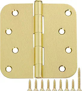 18 Pack 4 in Exterior Door Hinges Outdoor Brushed Brass Door Hinges Satin Gold 4 Inch 5/8" Radius Interior Hinge Rounded Front Hardware for Home,Heavy Duty Gate,Furniture,Entry Residential Hinges