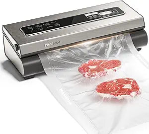 Mesliese Vacuum Sealer Machine Powerful 90Kpa Precision 6-in-1 Compact Food Preservation System with Cutter, 2 Bag Rolls & 5 Pre-cut Bags, Widened 12mm Sealing Strip, Dry&Moist Modes (Silver)