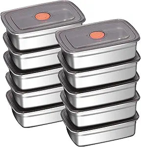 10 Pack 37oz Stainless Steel Food Storage Containers with Leak-Proof Lids, Stackable Meal Prep Lunch Boxes, BPA-Free, Dishwasher/Freezer Safe