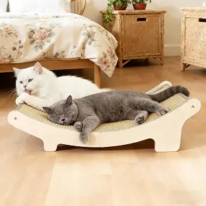 HOTEAGLE Cat Hammock Bed for Indoor Cats, Upgraded Thicken Support Rods | Sisal Pet Chair Lounger, Place Living Room/Bedroom/Couch,Ideal for 2 Cat/Bunny/Puppy
