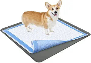 TidyFriend Dog Pee Pad Holder Tray Fits for 36 x 36 Wee Wee Pee Pads - Stable Grip, Raised Edges, Quick-Wipe Silicone Surface Dog Potty Tray Holder for Indoor Flooring Protection (Grey)