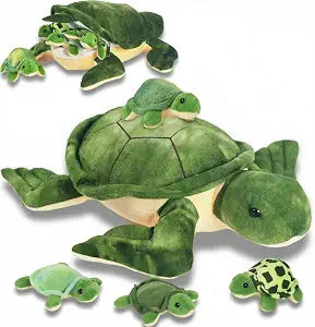 5 Piece Sea Turtle Stuffed Animal with Babies, 12'' Mommy Stuffed Turtle Plush Pillow Toy with 3 Baby Turtles Surprise Tortoise Plushies Toys for Kids Toddler Birthday Party Favors