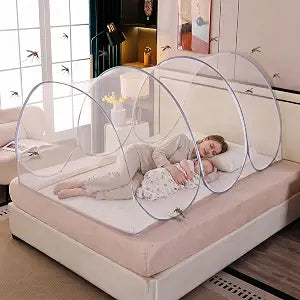 Large Pop Up Mosquito Net, 75 * 35 * 35 Inch, Travel Mosquito Net, Lightweight, Breathable, Portable and Soft Convenient Mesh Tent, Foldable Mosquito Net for Bed & Outdoor & Camping, Grey