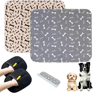 2PCS Puppy Pee Pads with Pheromones, Washable Puppy Training Pads for Dogs Reusable Puppy Potty Pads for Dogs and Cats(with Pet Hair Removal Gloves)