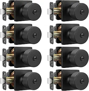 Goldenwarm Matte Black Door Knobs Interior, Privacy Door Knob for Bedroom Door Knob, Black Interior Door Knobs Privacy Lock 8 Pack