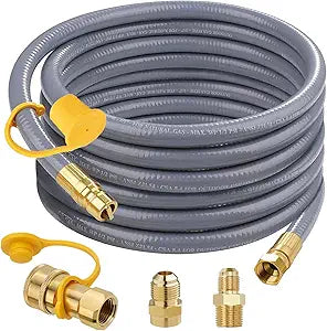 36FT 1/2 Natural Gas Hose for Generator with Quick Connect Fittings, Outdoor Natural Gas Line Hose for Grill with 1/2 Male Flare to 3/8 Female Flare Adapter - CSA Certified