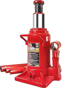 BIG RED T91207A Torin Hydraulic Stubby Low Profile Welded Bottle Jack, 12 Ton (24,000 lb) Capacity, Red