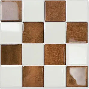STICKGOO 10 Sheets Peel and Stick Backsplash - 9" x 9" 3D Adhesive Peel and Stick Tile Backsplash for Kitchen&Bathroom