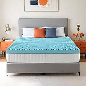 2 Inch Memory Foam Mattress Topper Twin XL, Egg Crate Twin XL Mattress Topper with Cooling Gel, Pressure Relief Plush Feel Breathable Bed Toppers for Bedroom, College, Dorm, RV