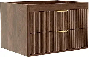 24 Inch Bathroom Vantiy Without Sink, Floating Bathroom Vanity with 2 Drawers, Wall Mounted Floating Cabinets (24", No Sink, Brown)