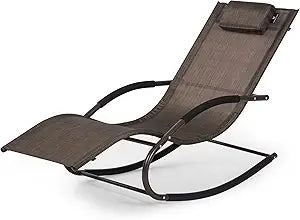 Lounge Chair, Outdoor Chaise Lounge with Detachable Pillow for Patio, Lawn, Pool, Outdoor Lounge Chairs, Brown