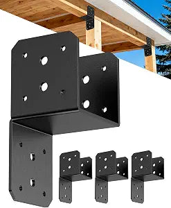 Heavy Duty Angle Brackets for 4x4, 4x6 Post, Black 4-Pack
