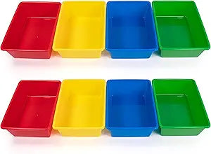 Humble Crew Toy Storage Bins for Kids, Set of 8, Primary Colors, Large - Sturdy, Colorful Plastic Storage Bins for Classroom, Playroom, Nursery, and More - Premium Toddlers Toy Organizer Bins