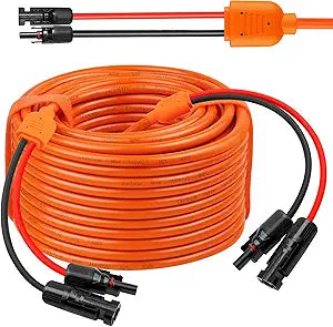 14 Gauge Solar Extension Cable 100FT, 10AWG Solar Panel Cable with Female and Male Connector, 14AWG Red & Black Main Solar Wires, Heavy Duty Outdoor Power Cord for RV,Photovoltaic Systems, Generator