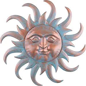 Sun Metal Wall Art Outdoor Decor - Cute Sun Face Metal Wall Sculpture Statues Wall Art Hanging Decoration for Indoor Outdoor,Garden, Home, Farmhouse, Fence Balcony Patio and Bedroom