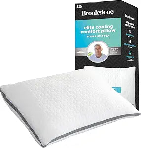 Brookstone Elite Dual Comfort Cooling Memory Foam Pillow - Innovative Hybrid Design, Adaptive BioSense Foam, Cool Touch Cover for Faster Sleep, Easy Care Machine Washable, 27'' x 20'' - White