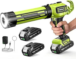 Taskstar Electric Caulking Gun 21V, Upgraded Brushless Cordless Caulking Gun with 2 x 2.0Ah Batteries, 250KG Thrust, LED Light, Anti-Drip,10 OZ Battery Power Caulk Gun Tool for Filling, Sealing