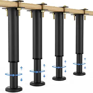 4Pcs Adjustable Bed Support Legs 10-17inch, Metal Heavy Bed Risers