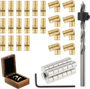 24Pcs 4 mm Hidden Brass Miniature Barrel Hinges with Magnets and Drill Bit