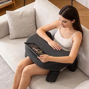 AZ GOGO Laptop Desk for Couch and Bed with Arm Rest, Reading Pillow for Bed with Armrest, Lap Desk for Surgery Recovery and Adults Gaming with Storage Pockets, Comfortable & Relaxing Body (Dark Grey)