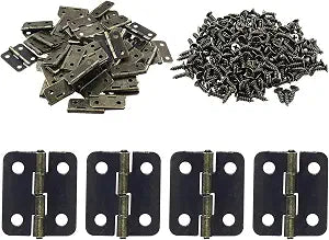 Piutouyar 50 Pcs Mini Bronze Hinges, Rectangle Small Hinges, 18x16mm