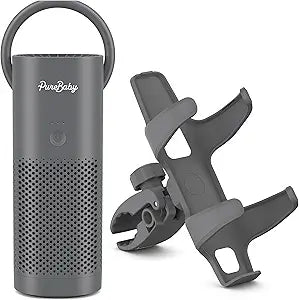 Pure Enrichment PureBaby On-the-Go Air Purifier - Portable Stroller Air Purifier & Adjustable Clamp for Car Seat, Crib, Bassinet & Playpen - True HEPA Filter Removes 99.97% of Allergens Around Baby