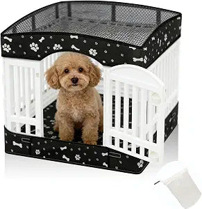 Dog Playpens Cover and Bottom Mat Set,Playpen Not Included, Non-Slip Dog Crate Covers 36 Inch, Dog Playpen Bottom Pad, Washable Reusable Puppy Playpen Pad for Pet PlayPen, Dog Kennel Covers 36 Inch