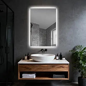 LED Bathroom Mirror 36"x24", 3-Colors Backlit, Stepless Dimmable, Anti-Fog, Memory, Wall Mounted Vanity Mirror with Lights, Eco Copper-Free, Perfect for Bathroom & Bedroom