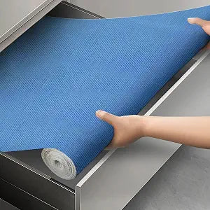 Drawer and Shelf Liner, Shelf Liner for Kitchen Cabinets,Non-Adhesive Cabinet Liner, PVC Drawer Liner for Dresser Non-SlipKitchen Cabinets Cupboard,12 in X 6.5 FT (Blue)