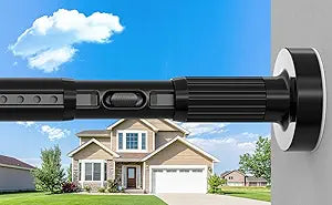 Extra Long Tension Curtain Rod 39-173 In (3.3-14Ft), Outdoor Curtain Rods No Drilling for Patio Windows, One-Click Telescopic Rod, Heavy Duty Tension Rod Shower Curtain Rod Room Divider, Black