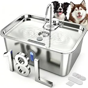 Dog Water Fountion for Large Dogs,18L/4.76 Gal Stainless Steel Automatic Pet Water Dispenser,Ultra Quiet Dog Fountain Water Bowl with Water Level Window & LED Light, Include 1Set Filter