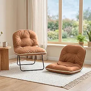 ZonLi Floor Chair for Adults, Adjustable Folding Meditation Chair with Back Support, Cozy Lazy Floor Sofa Chair for Reading Gaming Relaxing, Japandi Lounge Seat for Bedroom Dorm Living Room,Brown
