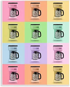 Disco Coffee Maker Collage, 11 x 14 Inch Mounted Print on Wall Plaque